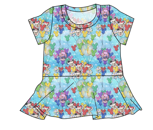 Mickey Balloons Ladies' Peplum Top