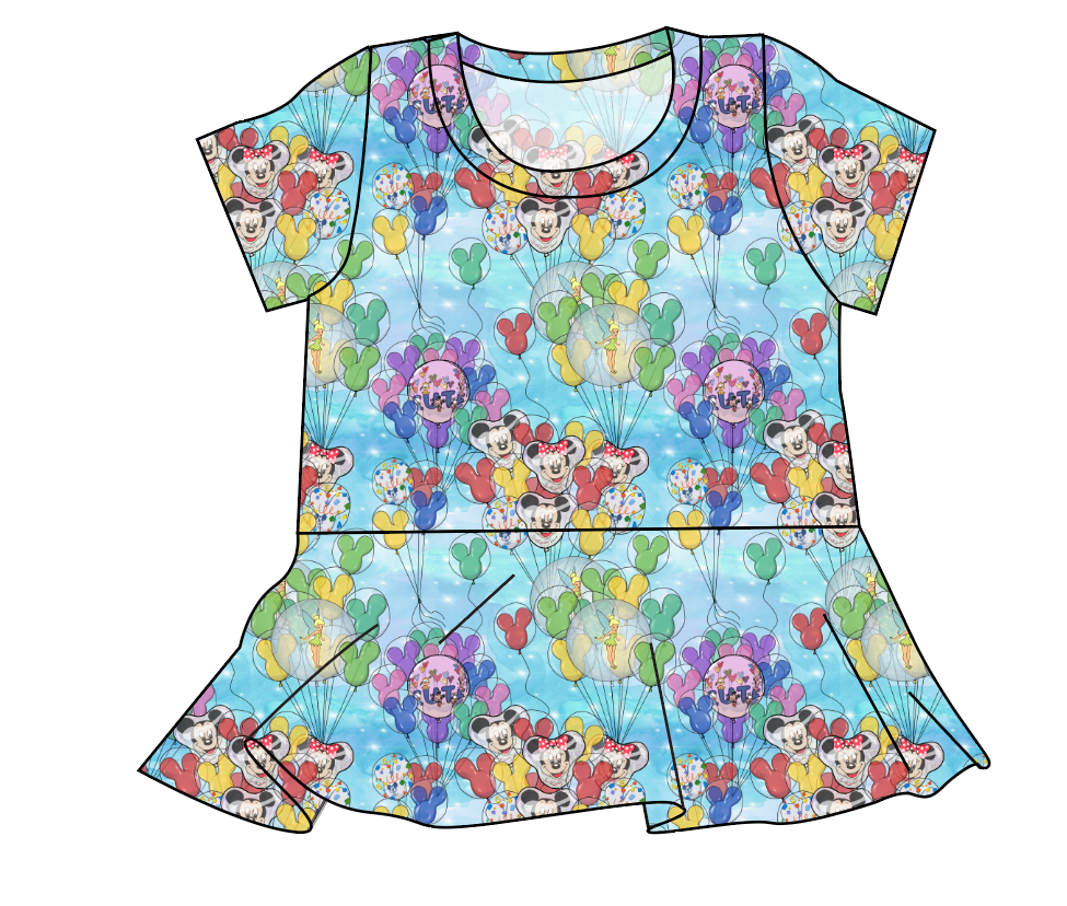 Mickey Balloons Ladies' Peplum Top