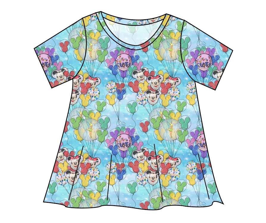 Mickey Balloons Ladies' Swing Tee