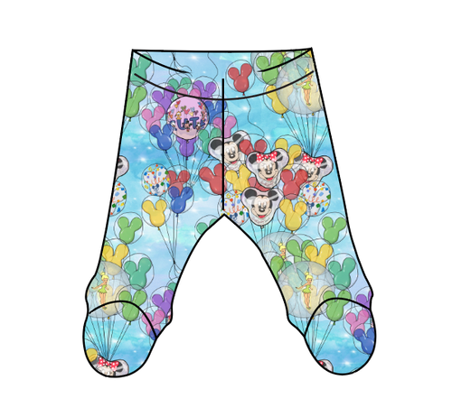 Mickey Balloons Newborn Footed Pants