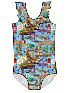 Land of Toys Swim Ruffle Neck One Piece Swim Suit