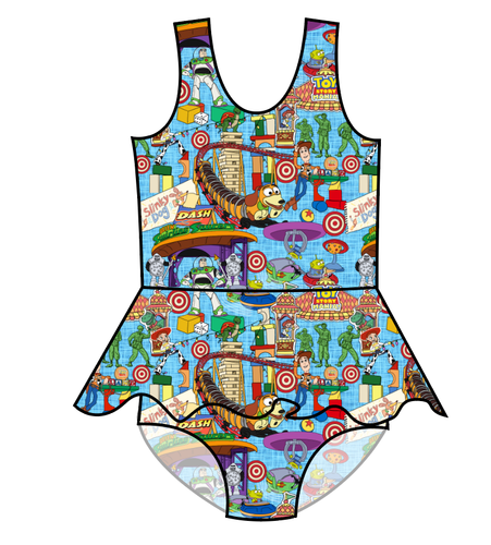 Land of Toys Swim Skirted One Piece Swim Suit