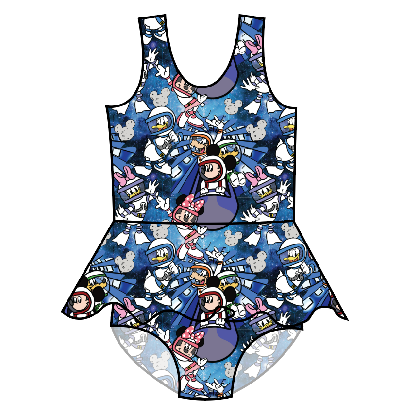 Space Mickey Swim Skirted One Piece Swim Suit