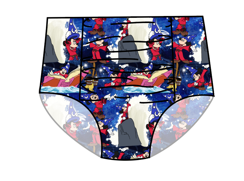 Sorcerers Apprentice Swim Ladies High Waisted Ruched Bikini Bottoms