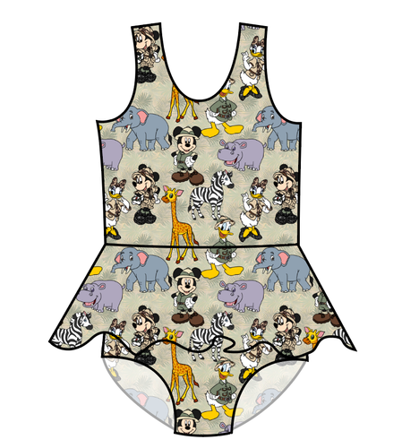 Safari Friends Swim Skirted One Piece Swim Suit