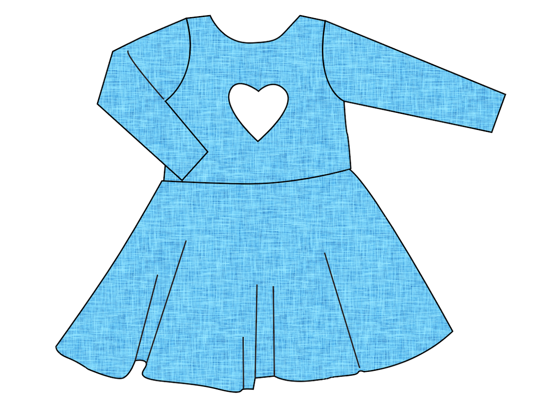 Sky Linen Molly Heart Back Twirly Dress