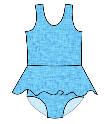 Sky Linen Swim Skirted One Piece Swim Suit