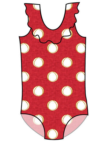 Minnie Dots Swim Ruffle Neck One Piece Swim Suit