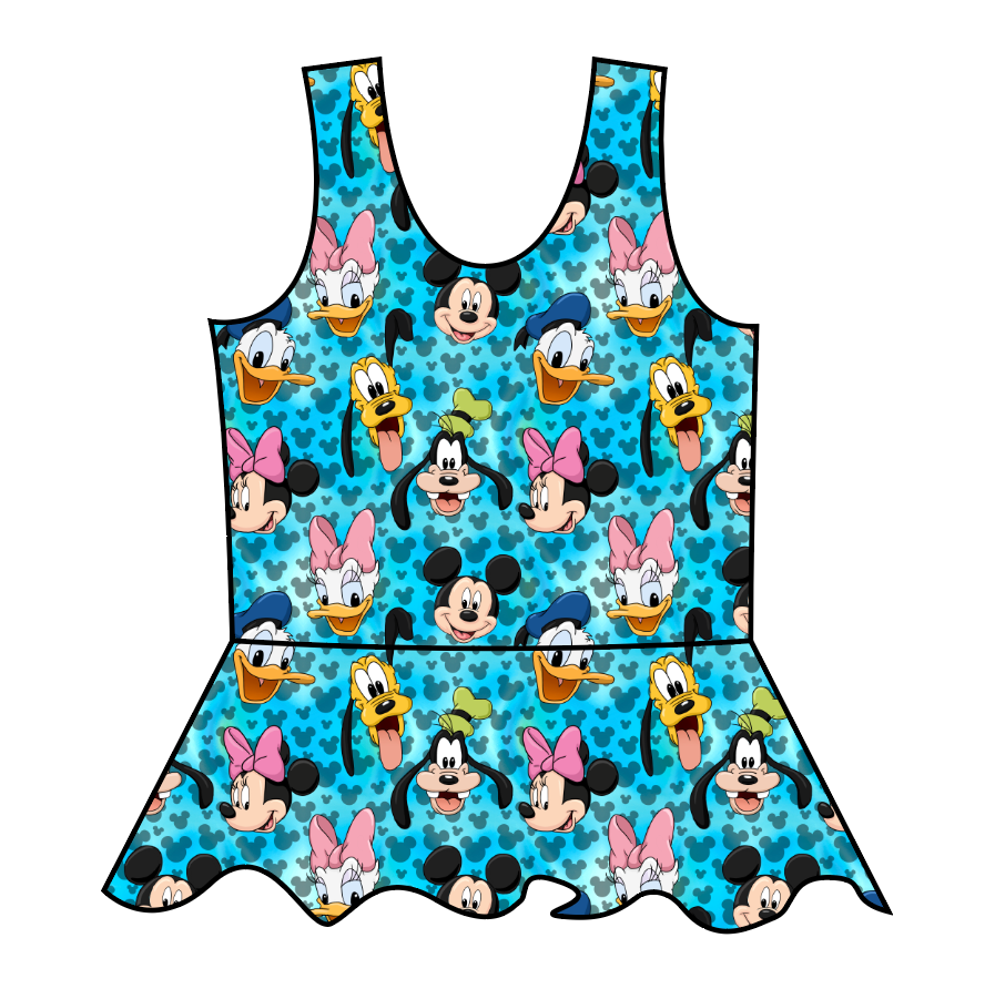 Mickey & Friends Swim Peplum Swim Top