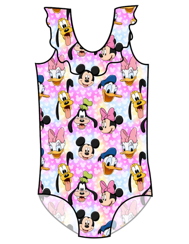 Minnie & Friends Swim Ruffle Neck One Piece Swim Suit