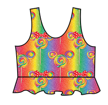 Load image into Gallery viewer, Rainbow Lollipops Swim Peplum Swim Top