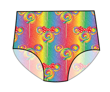 Load image into Gallery viewer, Rainbow Lollipops Swim High Waisted Swim Bottoms