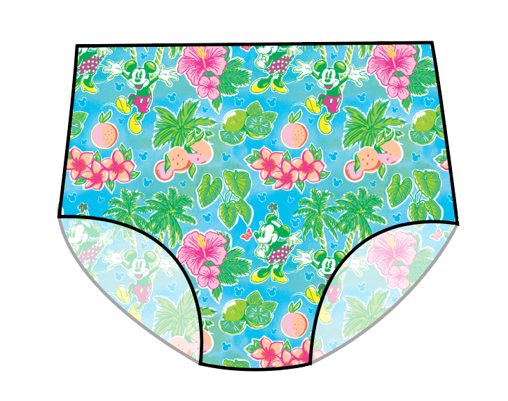 Neon Mouse Ears Swim Ladies' High Waisted Bikini Bottoms