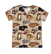 Load image into Gallery viewer, Meowsome Beanie Friends Ladies&#39; Slouchy V-Neck Tee