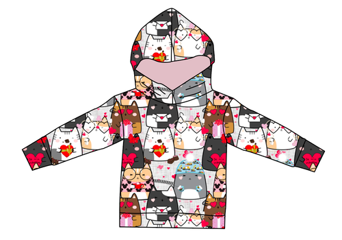 Valentine Cats Oversized Hoodie