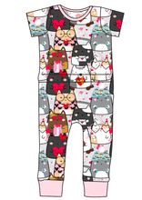 Load image into Gallery viewer, Valentine Cats Bennett Pants and Shorts Length T-Shirt Romper