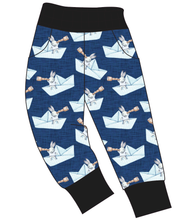 Load image into Gallery viewer, Blue Paper Boat Bunnies Ladies&#39; Joggers and Jogger Shorts