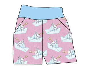 Rose Paper Boat Bunnies Basic Joggers And Jogger Shorts