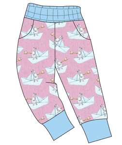 Rose Paper Boat Bunnies Ladies' Joggers and Jogger Shorts