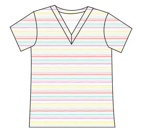 Easter Stripes Ladies' Slouchy V-Neck Tee