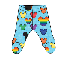 Load image into Gallery viewer, Rainbow Mouse Ears Newborn Footed Pants