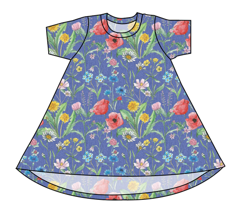 Pressed Flowers Basic T-Shirt Dress