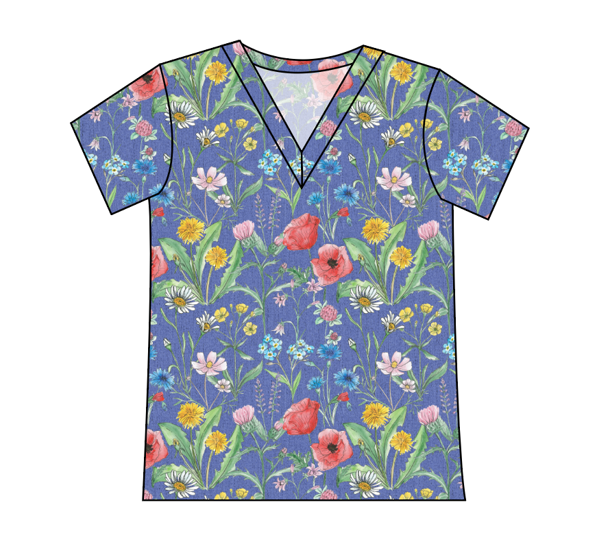 Pressed Flowers Ladies' Slouchy V-Neck Tee