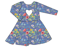 Load image into Gallery viewer, Pressed Flowers Molly Heart Back Twirly Dress