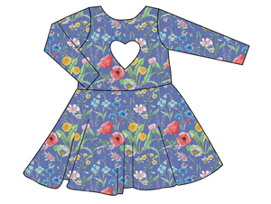 Pressed Flowers Molly Heart Back Twirly Dress