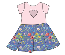 Load image into Gallery viewer, Pressed Flowers Molly Heart Back Twirly Dress