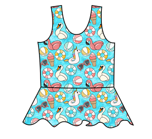 Cupcake Pool Swim Peplum Swim Top