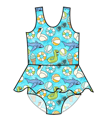 Rad Pool Swim Skirted One Piece Swim Suit