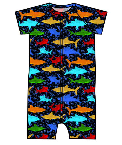 Bright Sharks Swim One Piece Rashguard Suit