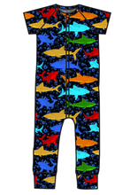 Load image into Gallery viewer, Bright Sharks Swim One Piece Rashguard Suit