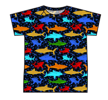 Load image into Gallery viewer, Bright Sharks Swim Rash Guard Top