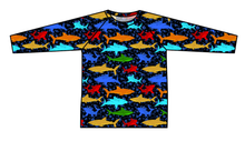 Load image into Gallery viewer, Bright Sharks Swim Rash Guard Top