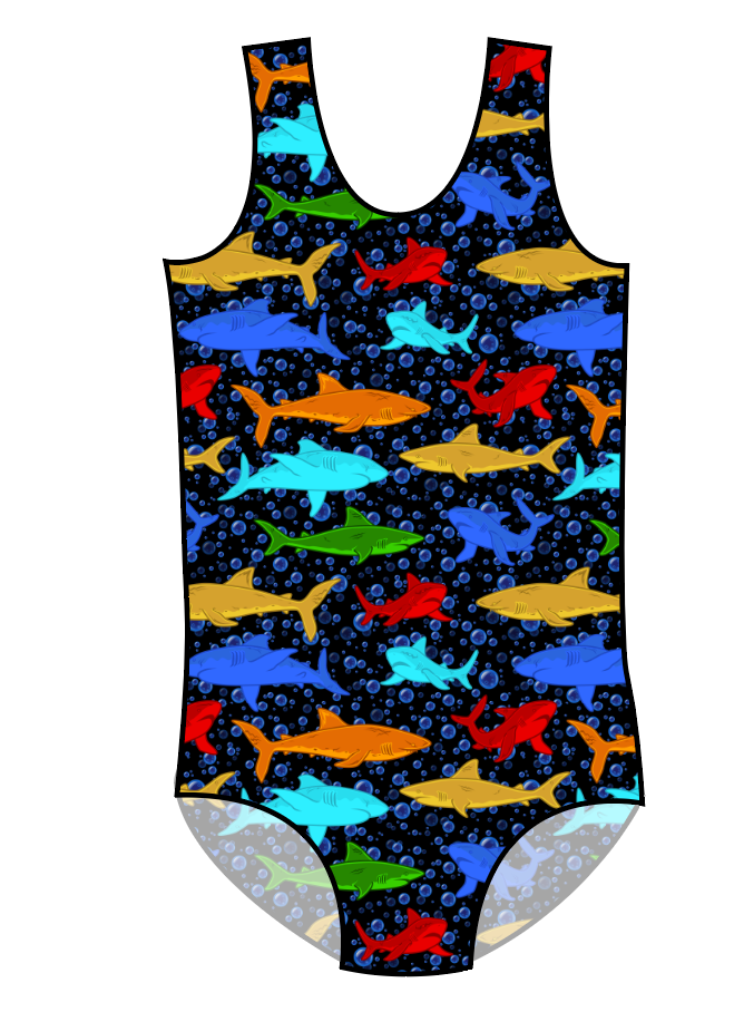 Bright Sharks Swim Basic One Piece Swim Suit