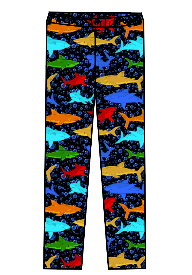 Bright Sharks Swim Swim Leggings