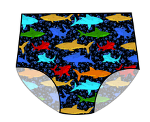 Load image into Gallery viewer, Bright Sharks Swim High Waisted Swim Bottoms