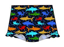 Load image into Gallery viewer, Bright Sharks Swim High Waisted Swim Bottoms