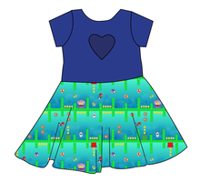 Load image into Gallery viewer, Underwater Coin Collector Molly Heart Back Twirly Dress