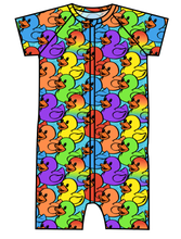 Load image into Gallery viewer, Rainbow Ducks Swim One Piece Rashguard Suit