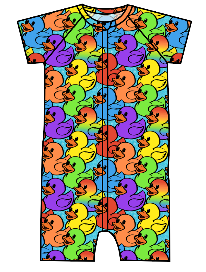 Rainbow Ducks Swim One Piece Rashguard Suit