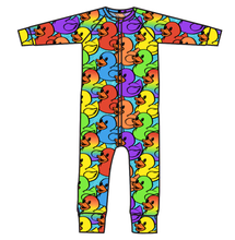 Load image into Gallery viewer, Rainbow Ducks Swim One Piece Rashguard Suit