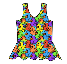 Load image into Gallery viewer, Rainbow Ducks Swim Peplum Swim Top