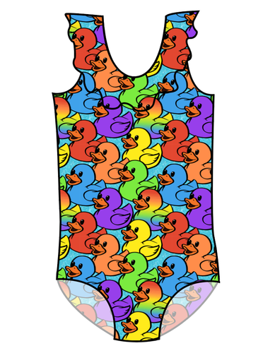 Rainbow Ducks Swim Ruffle Neck One Piece Swim Suit