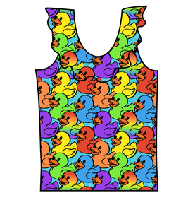 Rainbow Ducks Swim Ruffle Neck Swim Top