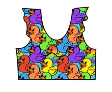 Load image into Gallery viewer, Rainbow Ducks Swim Ruffle Neck Swim Top