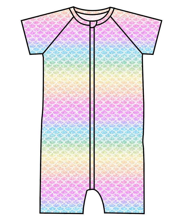 Pastel Scales Swim One Piece Rashguard Suit