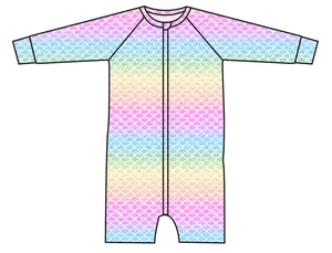 Pastel Scales Swim One Piece Rashguard Suit